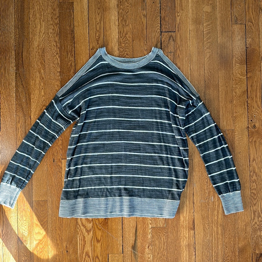 LOFT open shoulder striped sweater